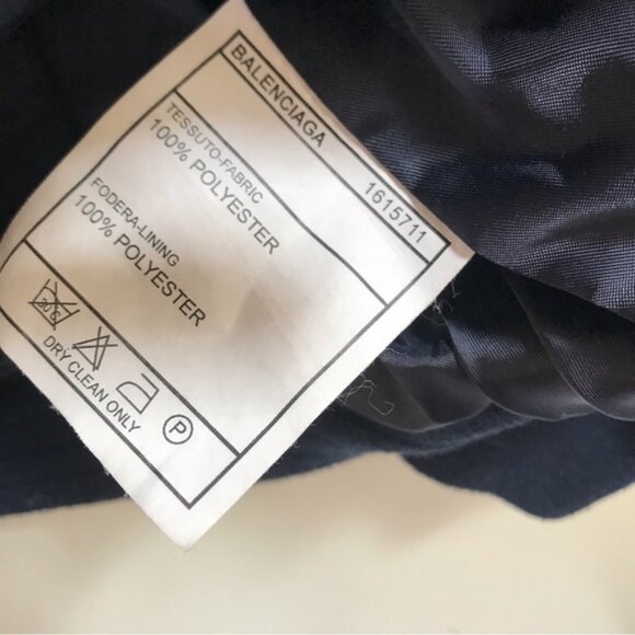 Balenciaga Bomber Navy Jacket Logo Zipper Pocket Lined Vintage Minimalist Coat M - Picture 15 of 16